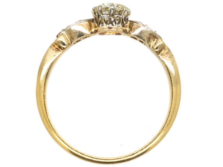 Edwardian 18ct Gold, Platinum & Diamond Solitaire Ring