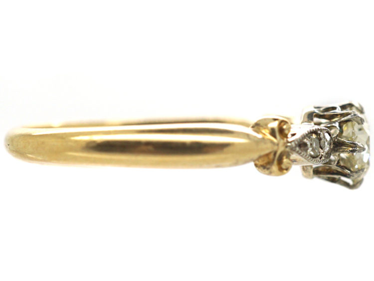 Edwardian 18ct Gold, Platinum & Diamond Solitaire Ring