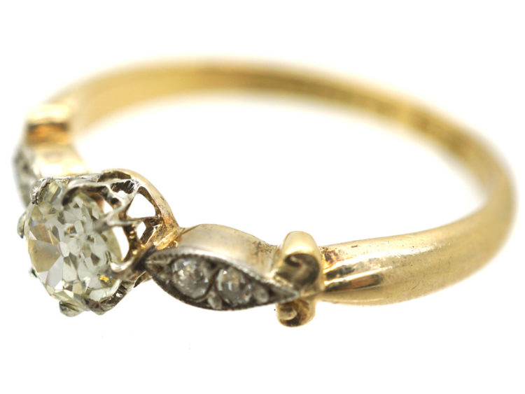 Edwardian 18ct Gold, Platinum & Diamond Solitaire Ring