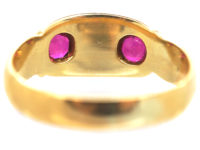 Victorian 22ct Gold Ruby & Opal Three stone Ring