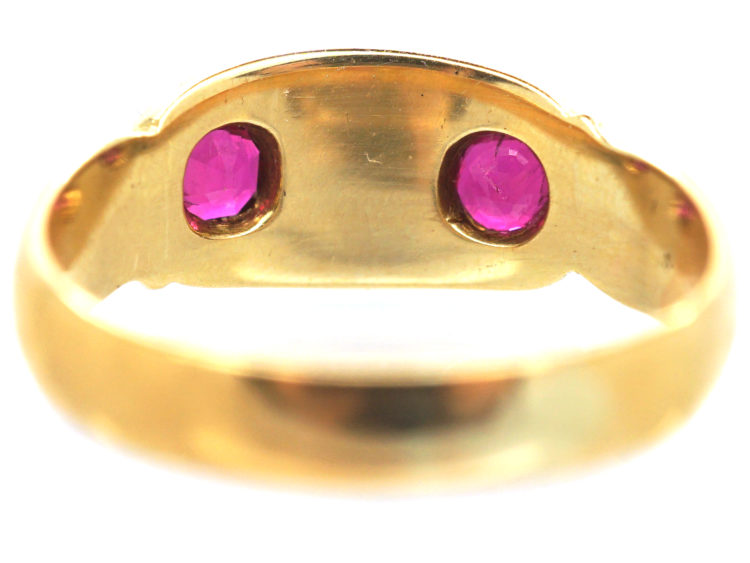 Victorian 22ct Gold Ruby & Opal Three stone Ring