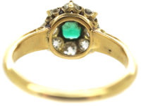 Edwardian 18ct Gold, Emerald & Diamond Cluster Ring