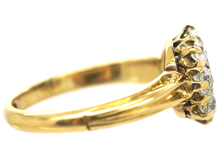 Edwardian 18ct Gold, Emerald & Diamond Cluster Ring