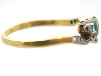Edwardian 18ct Gold & Platinum, Aquamarine & Diamond Crossover Ring