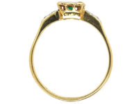 Edwardian 18ct Gold & Platinum, Emerald & Diamond Geometric Ring
