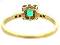 Edwardian 18ct Gold & Platinum, Emerald & Diamond Geometric Ring
