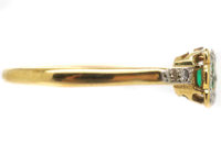 Edwardian 18ct Gold & Platinum, Emerald & Diamond Geometric Ring