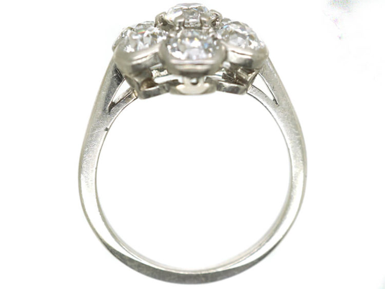 Art Deco Large Platinum and Diamond Daisy Cluster Ring