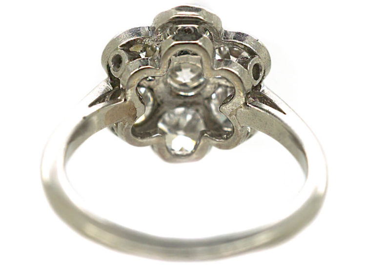 Art Deco Large Platinum and Diamond Daisy Cluster Ring