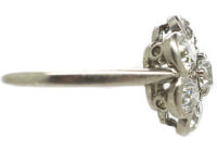 Art Deco Large Platinum and Diamond Daisy Cluster Ring