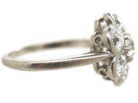 Art Deco Large Platinum and Diamond Daisy Cluster Ring