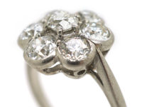 Art Deco Large Platinum and Diamond Daisy Cluster Ring