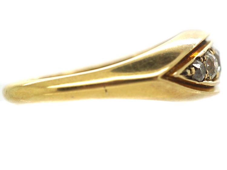 Victorian 18ct Gold Five Stone Diamond Boat Shaped Ring