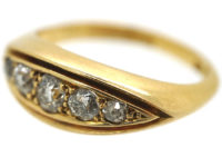 Victorian 18ct Gold Five Stone Diamond Boat Shaped Ring
