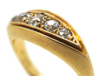 Victorian 18ct Gold Five Stone Diamond Boat Shaped Ring