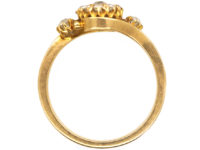 Edwardian 18ct Gold & Diamond Cluster Ring with Diamond Shoulders
