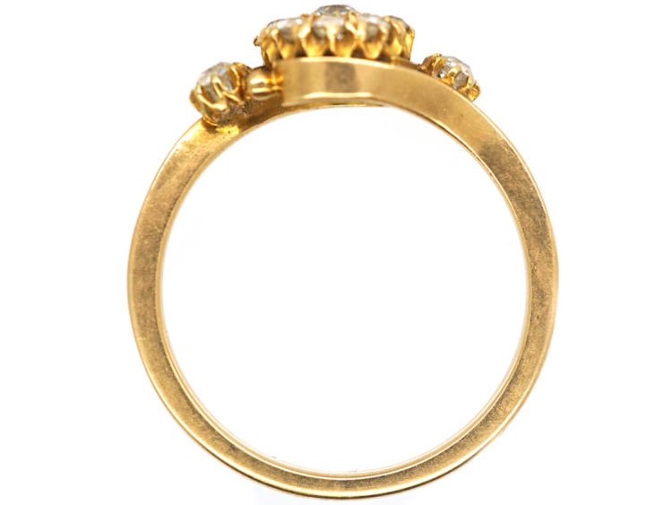 Edwardian 18ct Gold & Diamond Cluster Ring with Diamond Shoulders