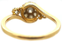 Edwardian 18ct Gold & Diamond Cluster Ring with Diamond Shoulders