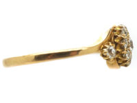 Edwardian 18ct Gold & Diamond Cluster Ring with Diamond Shoulders