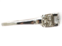 Art Deco 18ct White Gold Solitaire Diamond Ring with Step Cut Design Shoulders