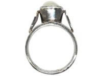 Silver Ring set with a Large Oval Moonstone
