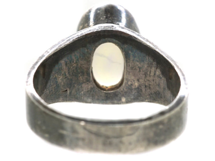 Silver Ring set with a Large Oval Moonstone