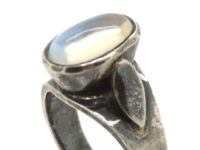 Silver Ring set with a Large Oval Moonstone