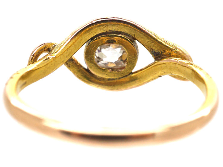 18ct Gold Snake Ring set with an Old Mine Cut Diamond