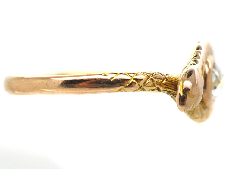 18ct Gold Snake Ring set with an Old Mine Cut Diamond