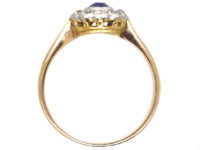 Edwardian 18ct Gold & Platinum, Sapphire & Diamond Oval Cluster Ring