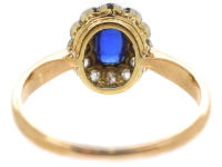 Edwardian 18ct Gold & Platinum, Sapphire & Diamond Oval Cluster Ring