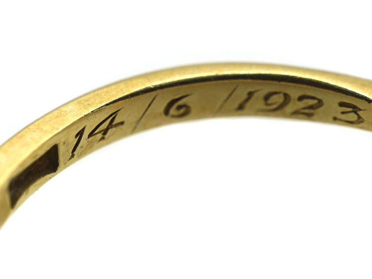 Art Deco 18ct Gold & Platinum, Three Stone Diamond & Sapphire Ring