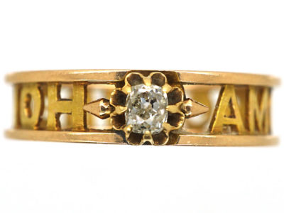 Edwardian 18ct Gold & Diamond Honneur and Amour Ring