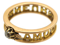 Edwardian 18ct Gold & Diamond Honneur and Amour Ring