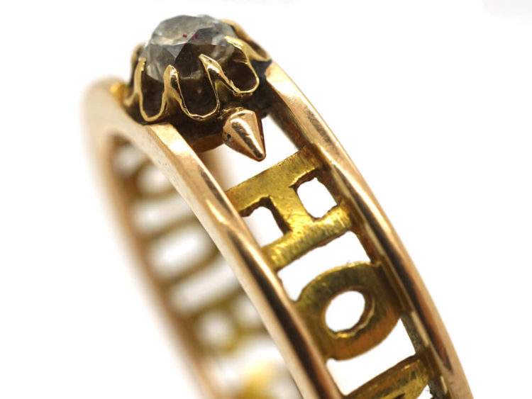 Edwardian 18ct Gold & Diamond Honneur and Amour Ring