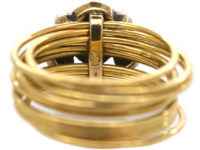 18ct Gold Harem Ring With Emerald & Rose Diamond Top