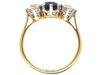 Art Deco 18ct Gold and Platinum, Sapphire & Diamond Three Stone Ring