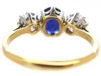 Art Deco 18ct Gold and Platinum, Sapphire & Diamond Three Stone Ring