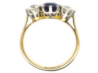Art Deco 18ct Gold and Platinum, Sapphire & Diamond Three Stone Ring