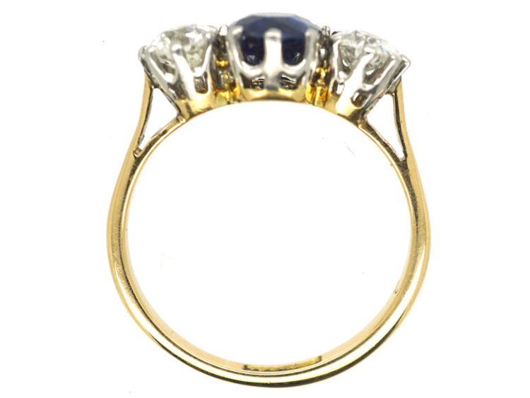 Art Deco 18ct Gold and Platinum, Sapphire & Diamond Three Stone Ring