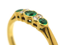 1960s 18ct Gold Three Stone Emerald and Diamond Ring Made By Cropp & Farr