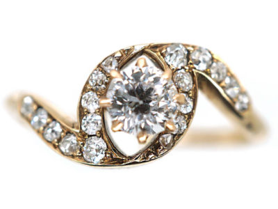 Art Nouveau 18ct Gold, Diamond Solitaire Twist Ring Art Nouveau 18ct Gold, Diamond Solitaire Twist Ring