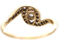 Art Nouveau 18ct Gold, Diamond Solitaire Twist Ring