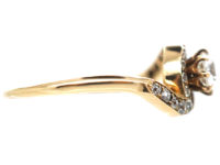 Art Nouveau 18ct Gold, Diamond Solitaire Twist Ring