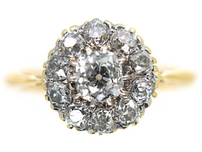 Edwardian 18ct Gold, Diamond Cluster Ring