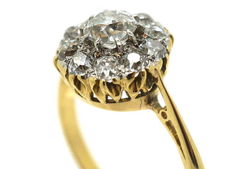 Edwardian 18ct Gold, Diamond Cluster Ring