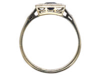 Art Deco 18ct Gold, Platinum Sapphire & Diamond Square Ring