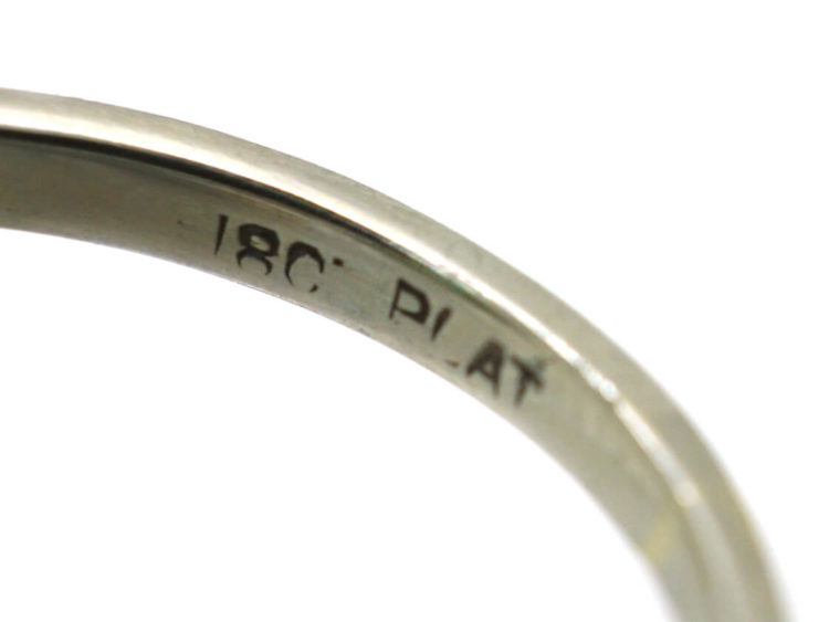 Art Deco Platinum & 18ct White Gold, Emerald & Diamond Cluster Ring