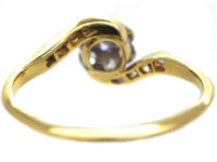 Edwardian 18ct Gold & Platinum Crossover Diamond Cluster Ring
