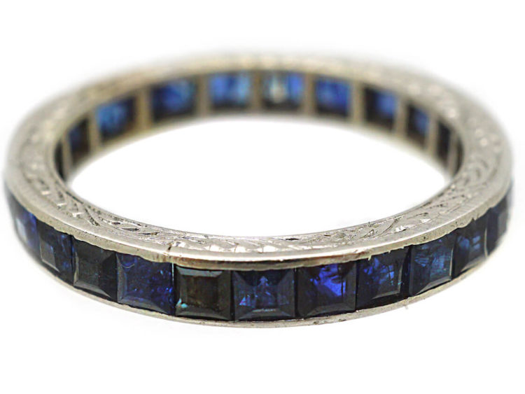 Art Deco 18ct White Gold & Sapphire Eternity Ring